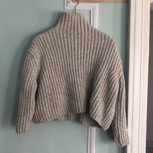 zara oatmeal cropped turtleneck